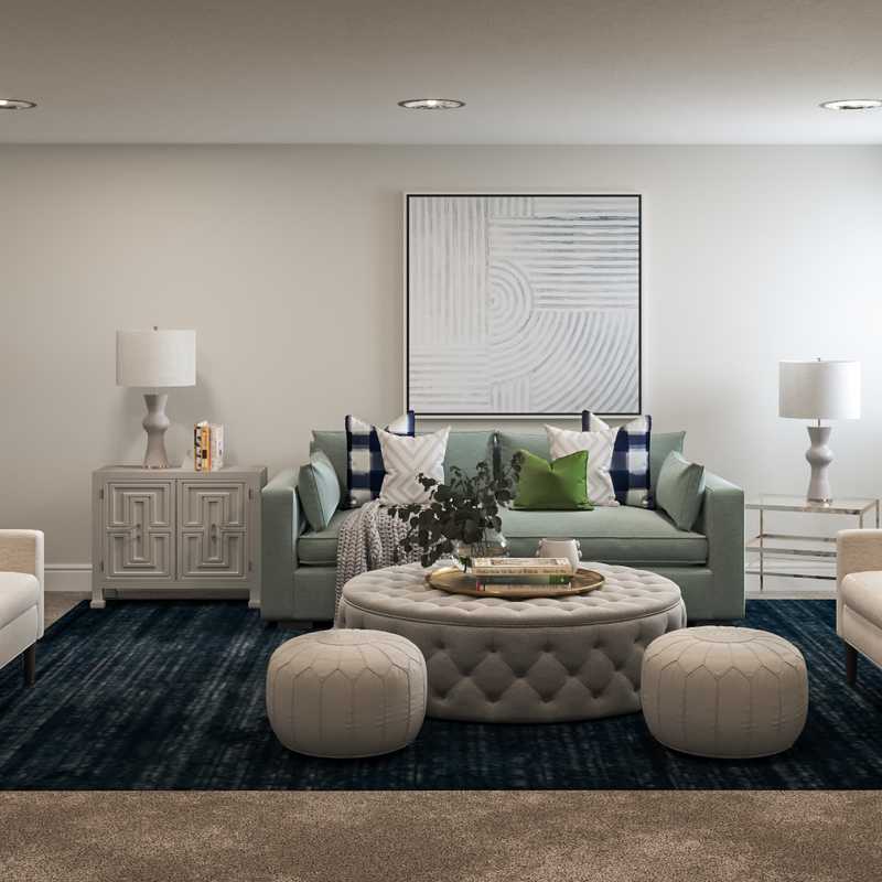 Glam, Preppy Living Room Design by Havenly Interior Designer Hannah