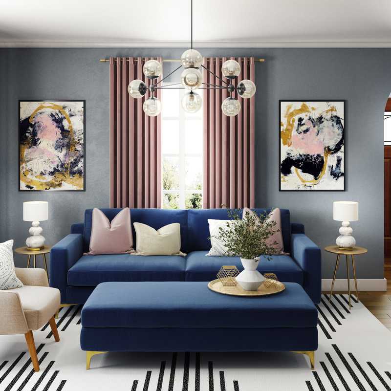 Glam Living Room Design by Havenly Interior Designer Alicia