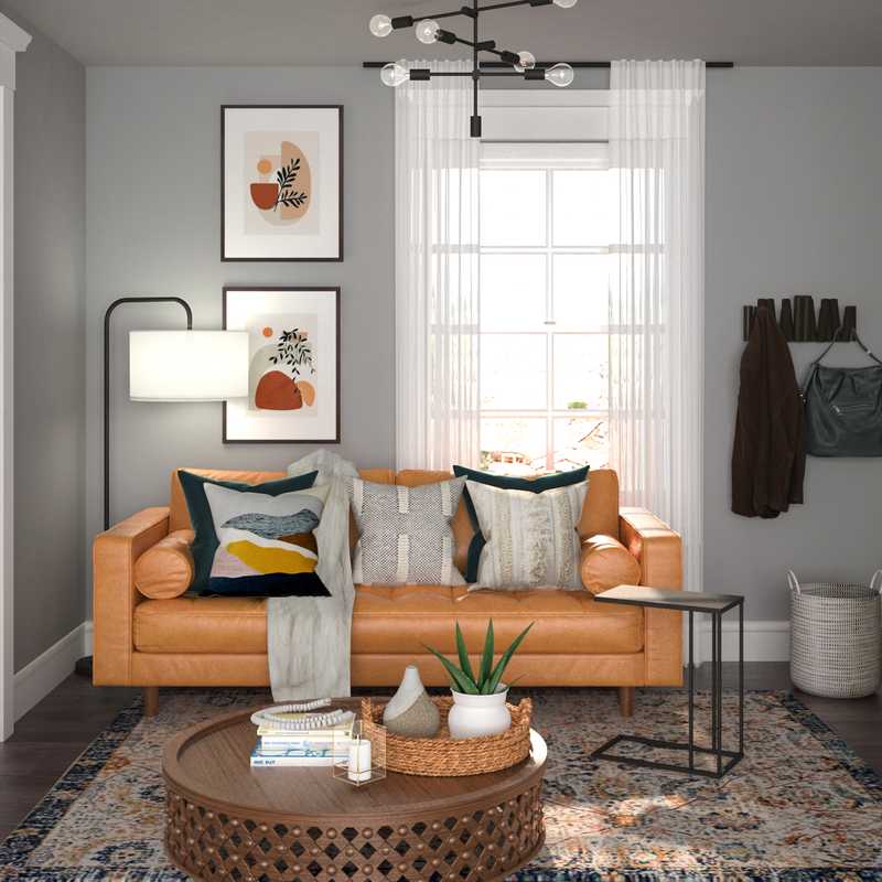 Bohemian, Midcentury Modern Living Room Design by Havenly Interior Designer Kaitlin