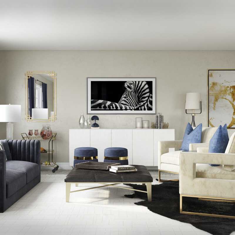 Glam Living Room Design by Havenly Interior Designer Pradnya