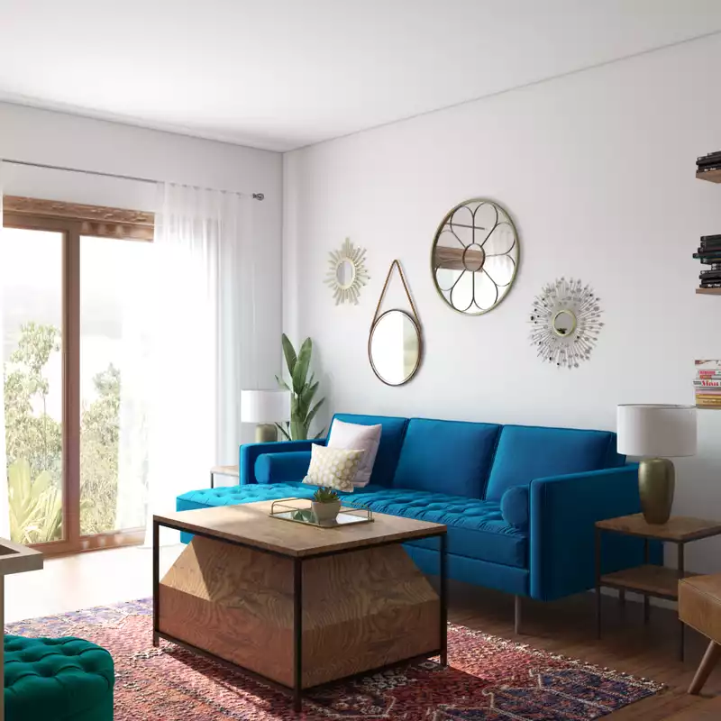 Eclectic, Bohemian, Midcentury Modern Living Room Design by Havenly Interior Designer Sydney
