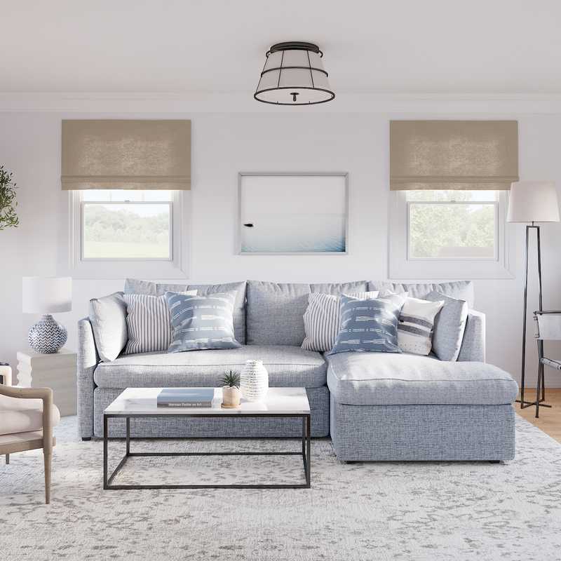 Coastal, Farmhouse, Transitional Living Room Design by Havenly Interior Designer Jennifer