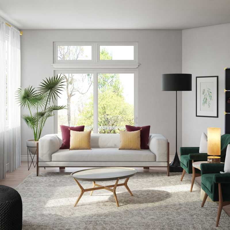 Bohemian, Midcentury Modern Living Room Design by Havenly Interior Designer Morgan