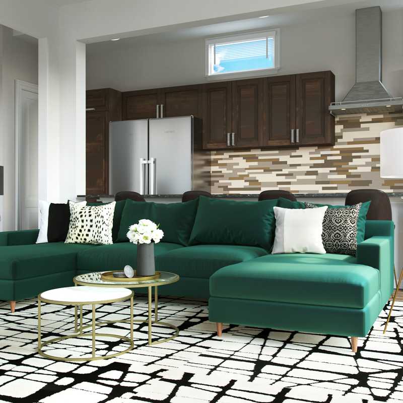 Contemporary, Glam Living Room Design by Havenly Interior Designer Erin