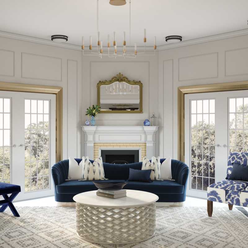 Coastal, Transitional Living Room Design by Havenly Interior Designer Sandra