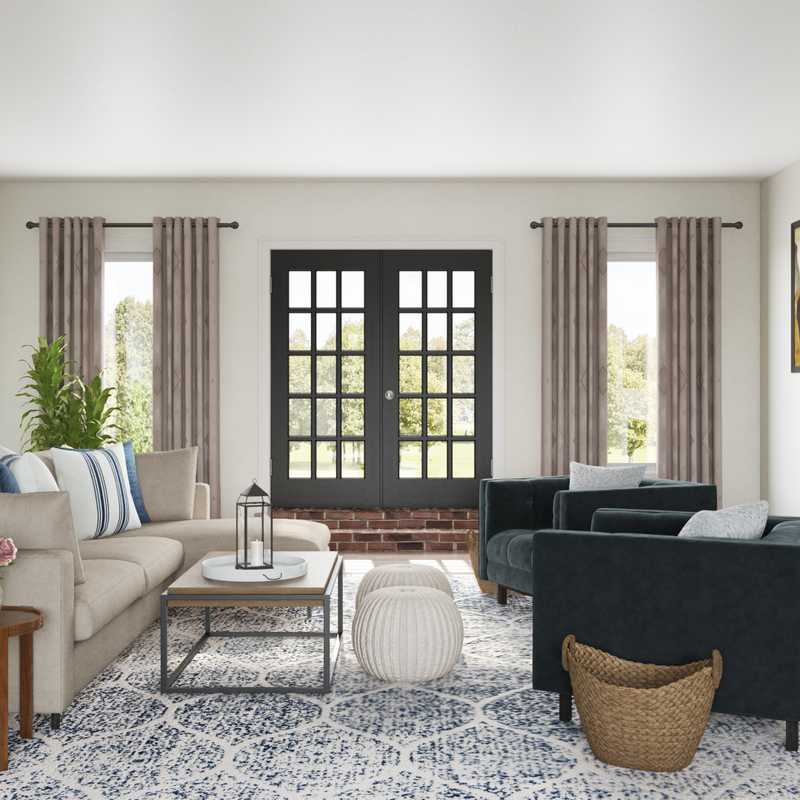 Farmhouse, Global, Midcentury Modern Living Room Design by Havenly Interior Designer Kristina