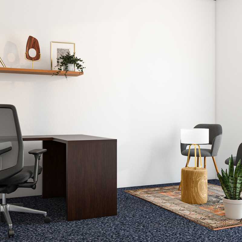 Modern, Bohemian, Midcentury Modern Office Design by Havenly Interior Designer Abby