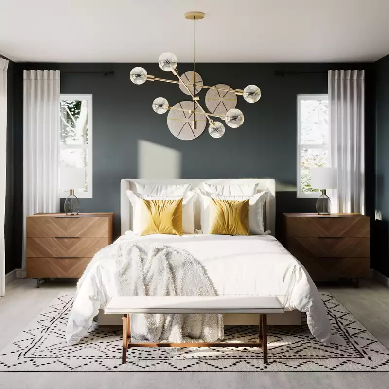 Bohemian, Midcentury Modern Bedroom Design by Havenly Interior Designer Nicole