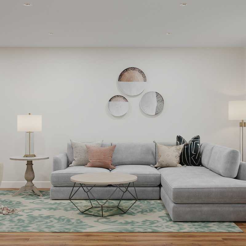 Contemporary, Eclectic, Bohemian, Glam, Global Living Room Design by Havenly Interior Designer Victoria
