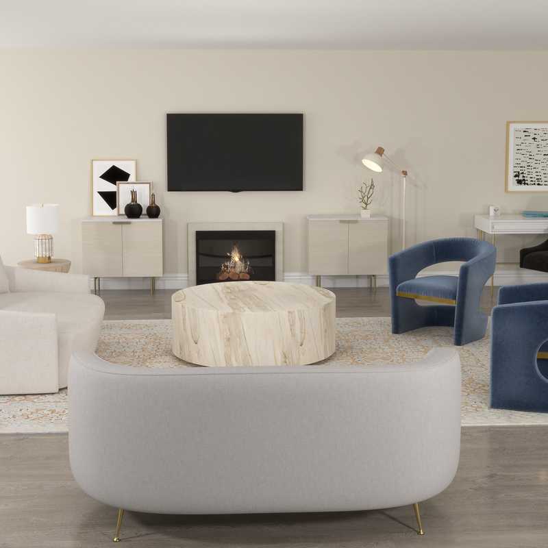 Glam, Minimal Living Room Design by Havenly Interior Designer Aleena