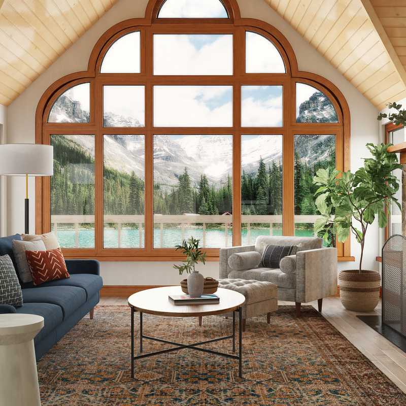 Rustic, Midcentury Modern Living Room Design by Havenly Interior Designer Mai