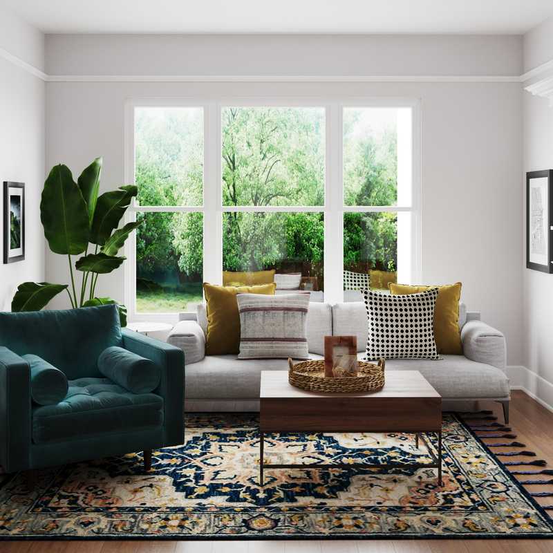 Eclectic, Bohemian, Midcentury Modern Living Room Design by Havenly Interior Designer Alexandra