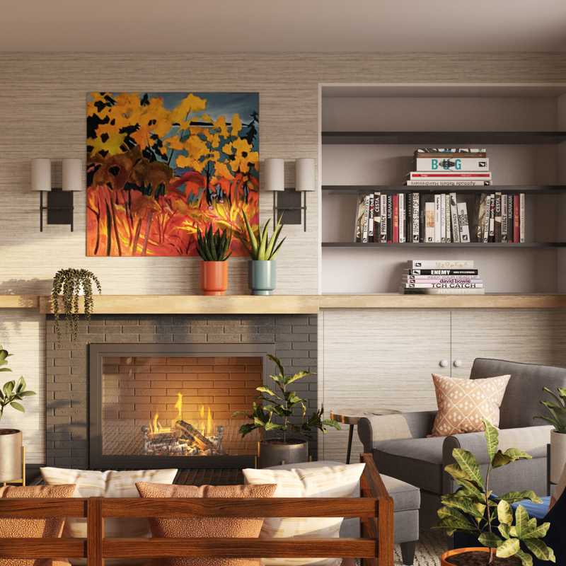 Contemporary Living Room Design by Havenly Interior Designer Natalie