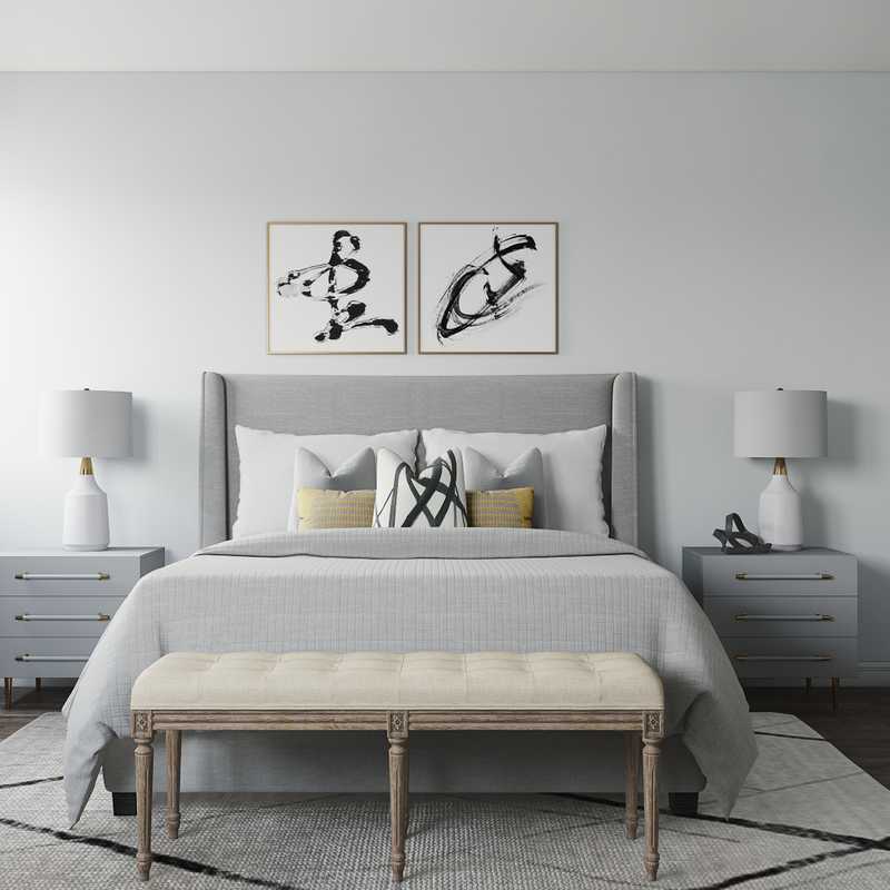 Eclectic, Glam, Industrial, Midcentury Modern, Scandinavian Bedroom Design by Havenly Interior Designer Karen