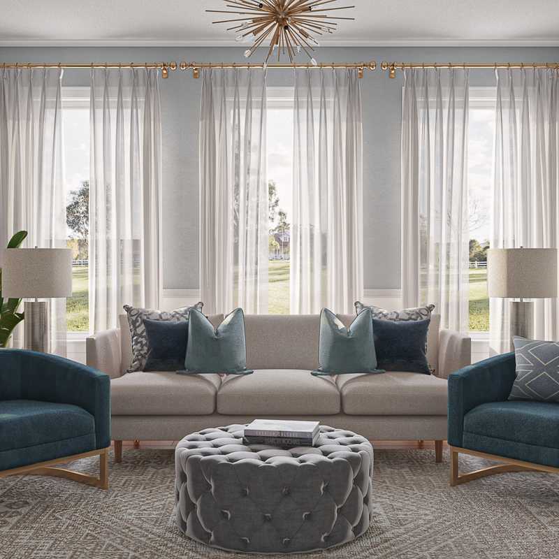 Glam, Transitional Living Room Design by Havenly Interior Designer Ingrid