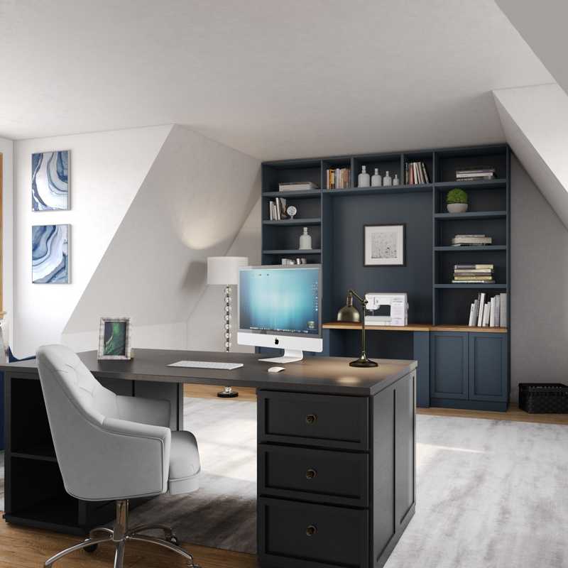 Contemporary, Traditional Office Design by Havenly Interior Designer Anna