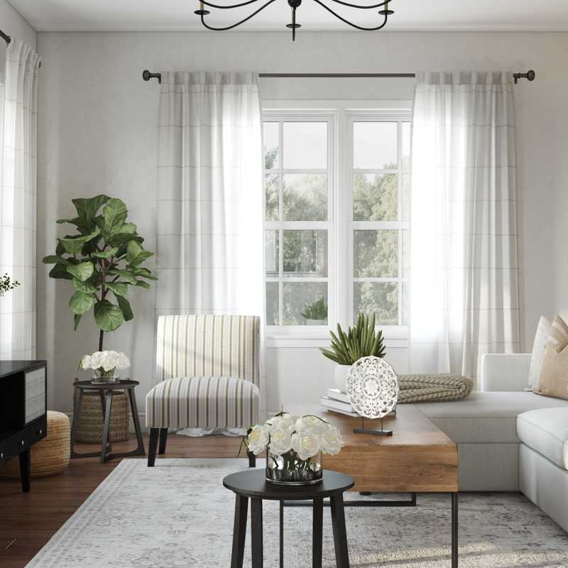 Coastal, Farmhouse, Transitional Living Room Design by Havenly Interior Designer Kacey