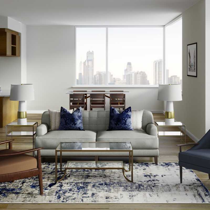 Glam, Transitional, Midcentury Modern Living Room Design by Havenly Interior Designer Megan