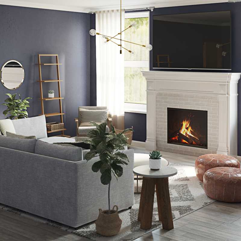 Modern, Bohemian, Midcentury Modern Living Room Design by Havenly Interior Designer Whitney