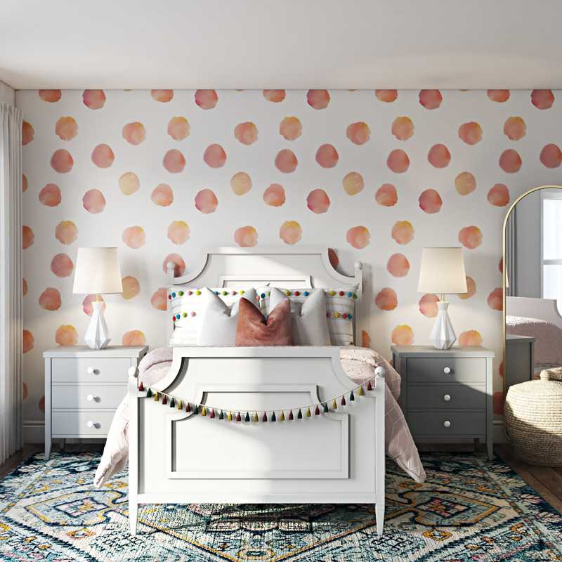 Bohemian, Global, Preppy Bedroom Design by Havenly Interior Designer Lilly