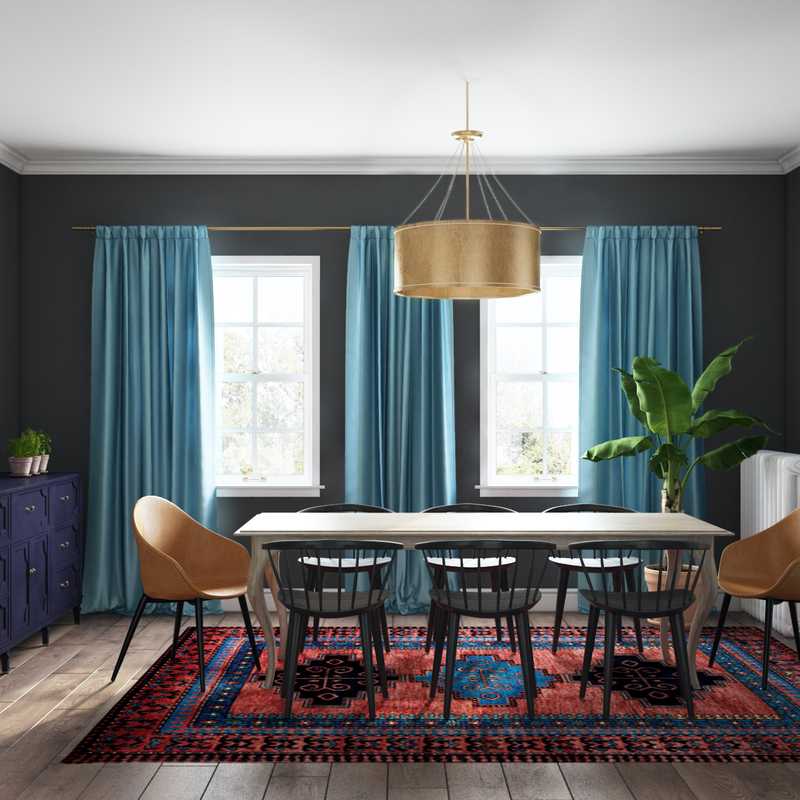 Bohemian, Midcentury Modern Dining Room Design by Havenly Interior Designer Isabella