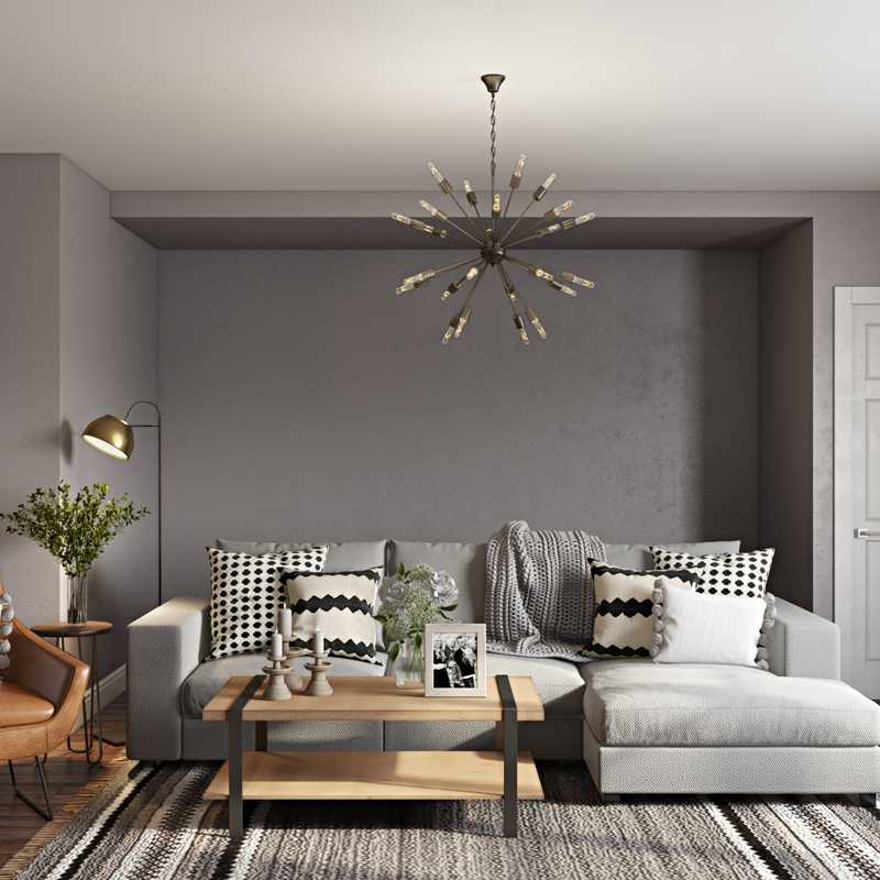 Modern, Glam, Industrial Living Room Design by Havenly Interior Designer Olivia