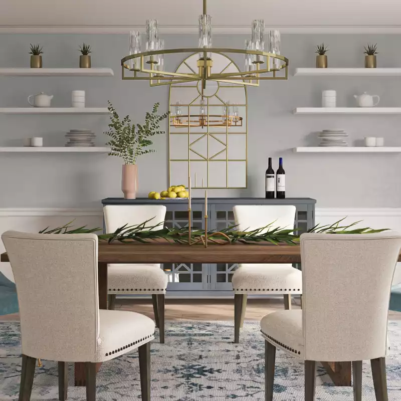 Modern, Bohemian, Coastal, Glam, Traditional, Farmhouse Dining Room Design by Havenly Interior Designer Natalie