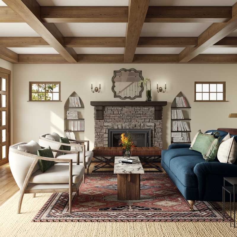 Industrial, Midcentury Modern Living Room Design by Havenly Interior Designer Linlee
