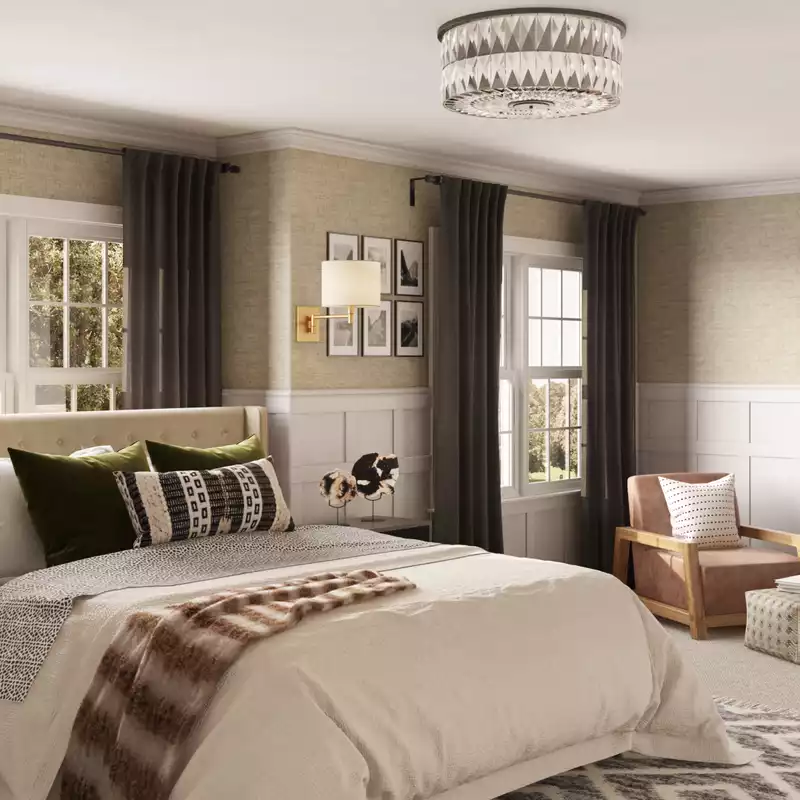 Glam, Industrial Bedroom Design by Havenly Interior Designer Tessa