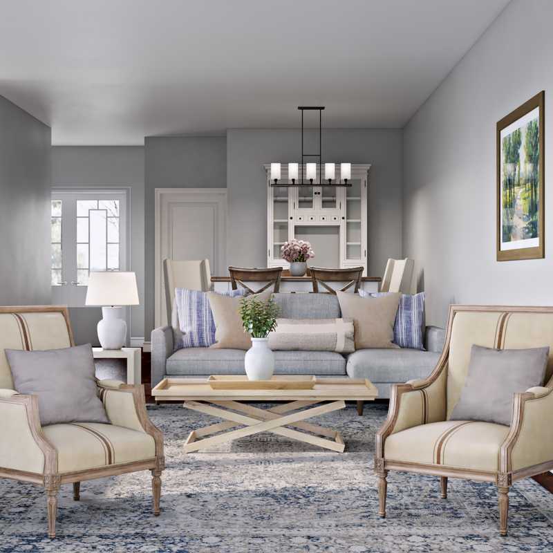 Coastal, Traditional Living Room Design by Havenly Interior Designer Sophia