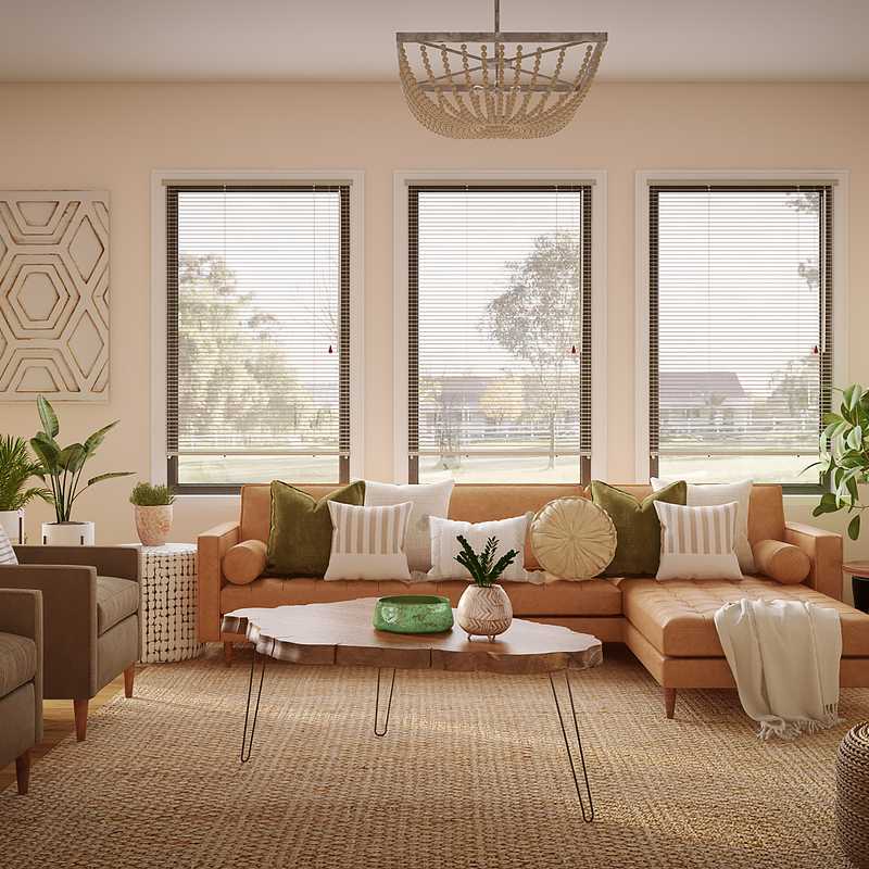 Bohemian, Midcentury Modern Living Room Design by Havenly Interior Designer Marcelo