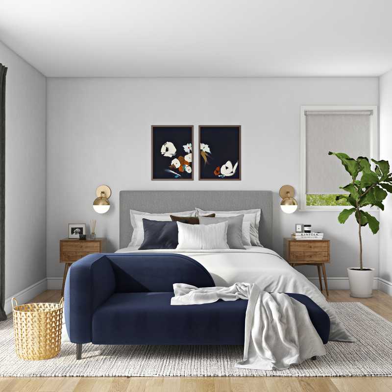 Midcentury Modern, Minimal, Scandinavian Bedroom Design by Havenly Interior Designer Maria