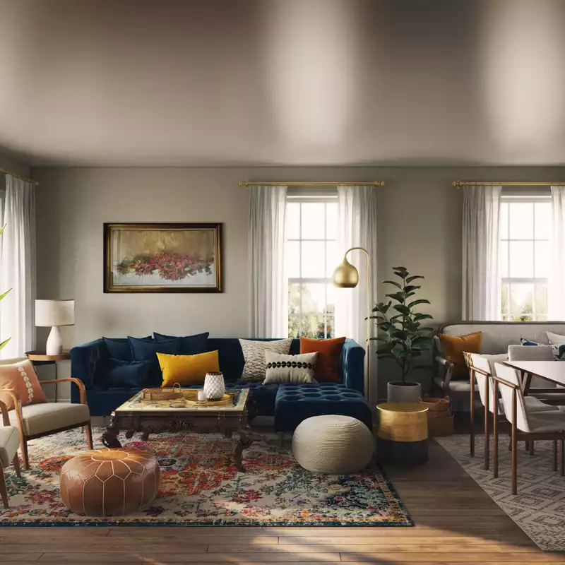 Eclectic, Bohemian, Midcentury Modern Living Room Design by Havenly Interior Designer Alexandra