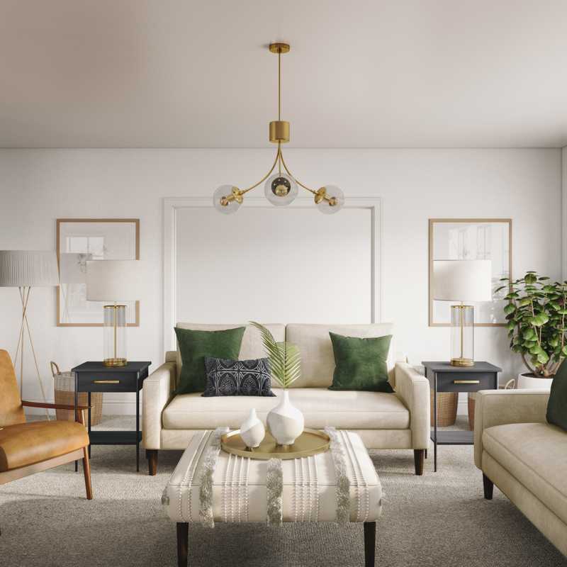 Contemporary, Bohemian, Midcentury Modern Living Room Design by Havenly Interior Designer McKenzie