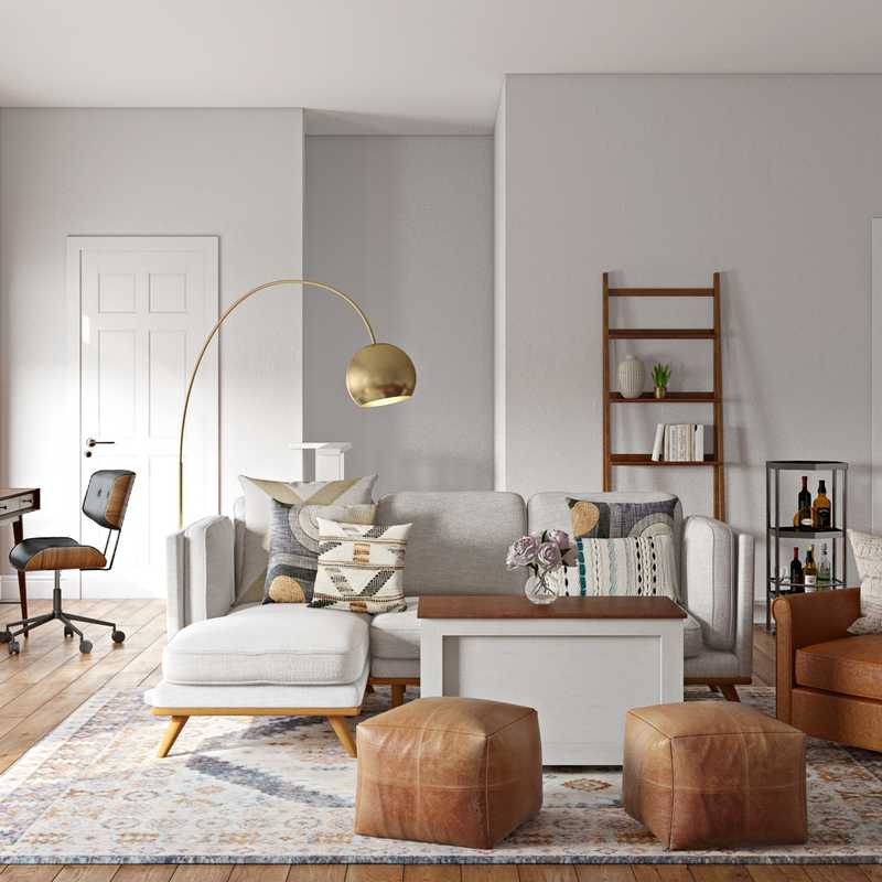 Bohemian, Rustic, Midcentury Modern Living Room Design by Havenly Interior Designer Janice