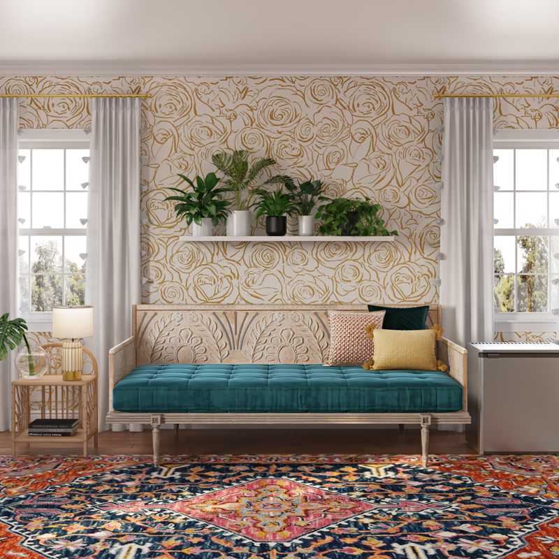 Eclectic, Bohemian, Glam, Global, Midcentury Modern Bedroom Design by Havenly Interior Designer Christine