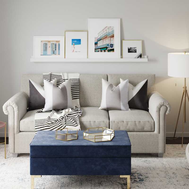 Glam, Midcentury Modern Living Room Design by Havenly Interior Designer Leah