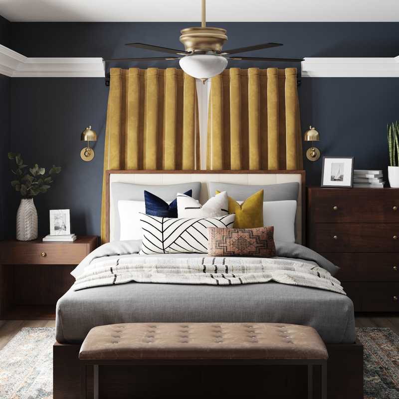 Bohemian, Industrial, Midcentury Modern, Scandinavian Bedroom Design by Havenly Interior Designer Brit