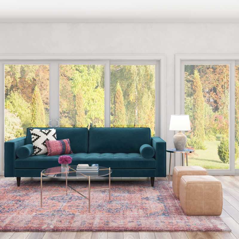 Bohemian Living Room Design by Havenly Interior Designer Rafaela