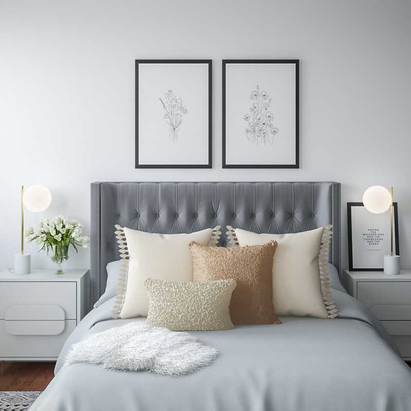 Modern, Glam, Scandinavian Bedroom Design by Havenly Interior Designer Autumn