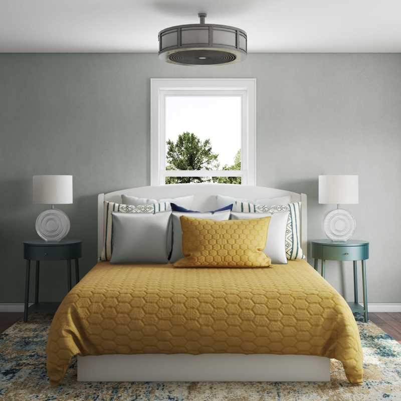 Eclectic, Glam, Midcentury Modern Bedroom Design by Havenly Interior Designer Carly