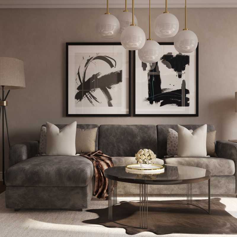Glam, Transitional Living Room Design by Havenly Interior Designer Amy