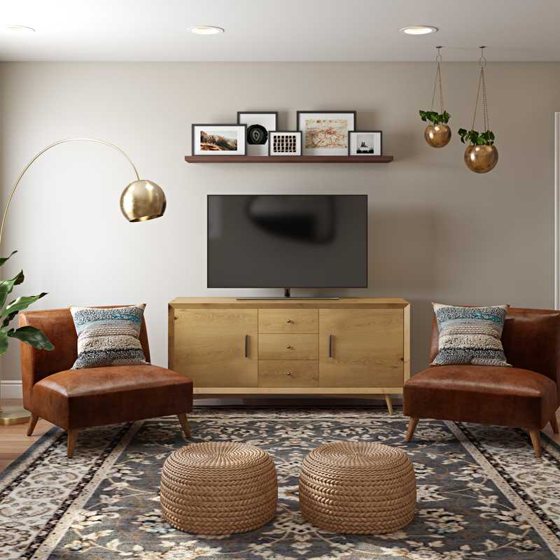 Rustic, Midcentury Modern Living Room Design by Havenly Interior Designer Haley