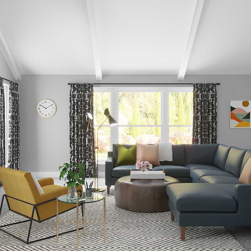 Contemporary, Eclectic Living Room Design by Havenly Interior Designer Sarah