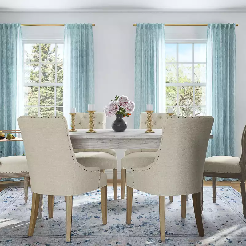 Coastal, Preppy Dining Room Design by Havenly Interior Designer Yoseika