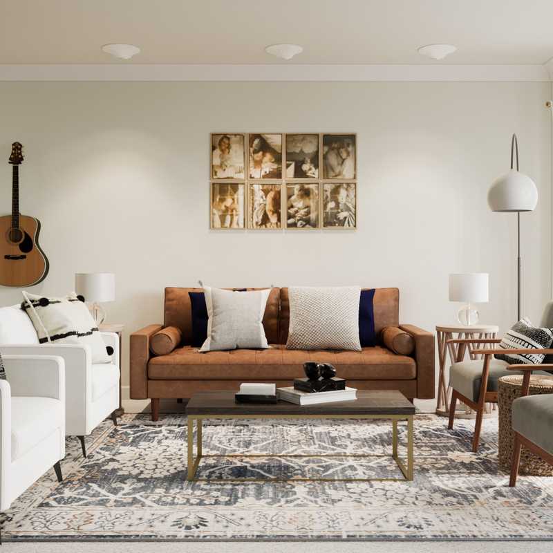 Bohemian, Midcentury Modern Living Room Design by Havenly Interior Designer Rebecca