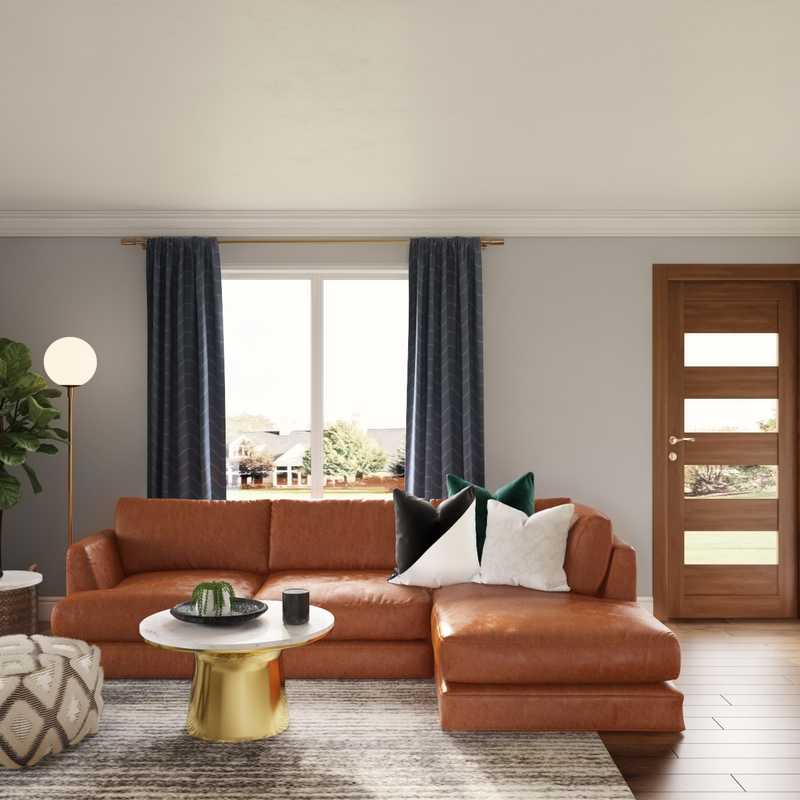 Contemporary, Eclectic, Midcentury Modern Living Room Design by Havenly Interior Designer Erin