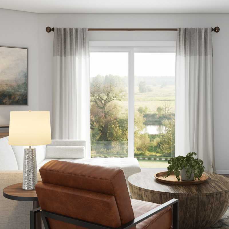 Bohemian, Coastal, Global Living Room Design by Havenly Interior Designer Jillian
