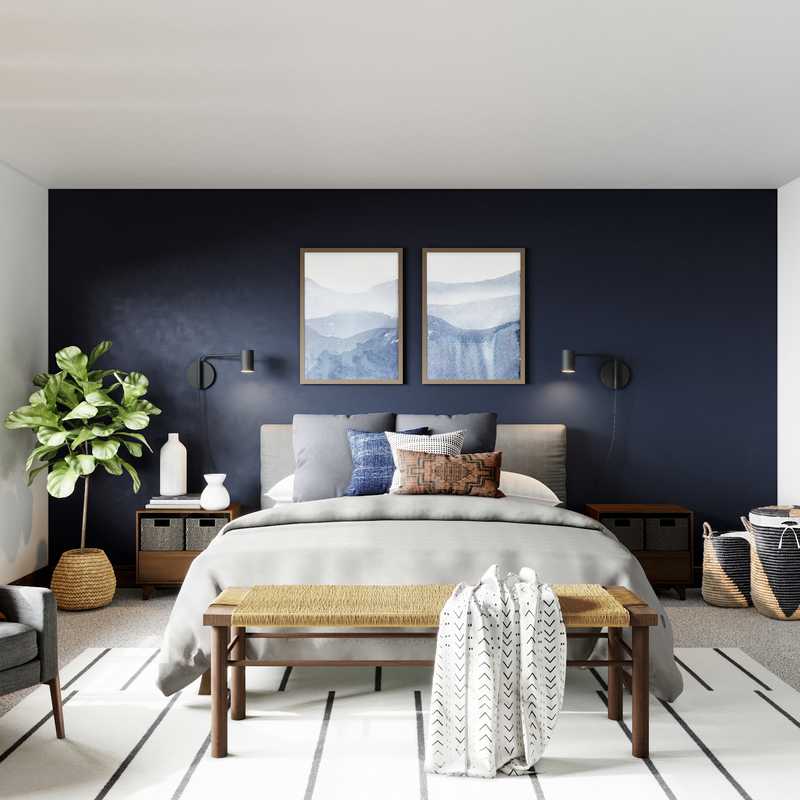 Bohemian, Industrial, Midcentury Modern Bedroom Design by Havenly Interior Designer Andy