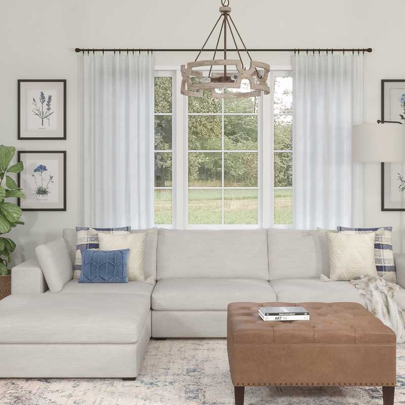 Classic, Farmhouse Living Room Design by Havenly Interior Designer Maria